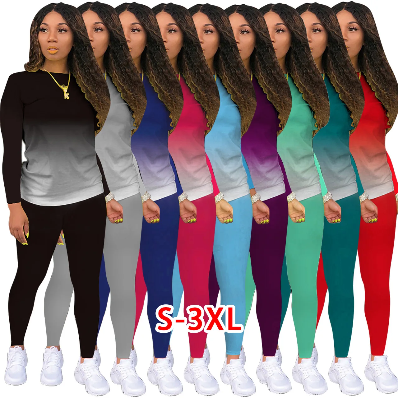 Long Sleeve Two Piece Pants Set For Women Gradient Crop Top Casual 2 Piece Women Tracksuit Set, Black,gray,blue,rose red,light blue,purple,light green,green,red
Long Sleeve Two Piece Pants Set For Women Gradient Crop Top Casual 2 Piece Women Tracksuit Set, Black,gray,blue,rose red,light blue,purple,light green,green,red