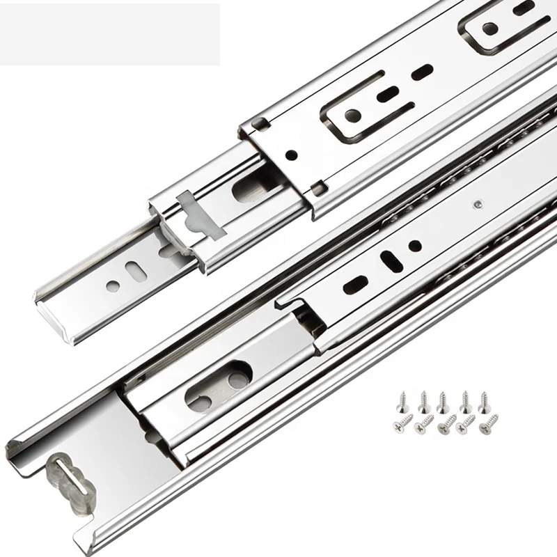 AOLISHENG 45mm width 3 folds Soft closing ball bearing telescopic furniture drawer slide, Balck
AOLISHENG 45mm width 3 folds Soft closing ball bearing telescopic furniture drawer slide, Balck