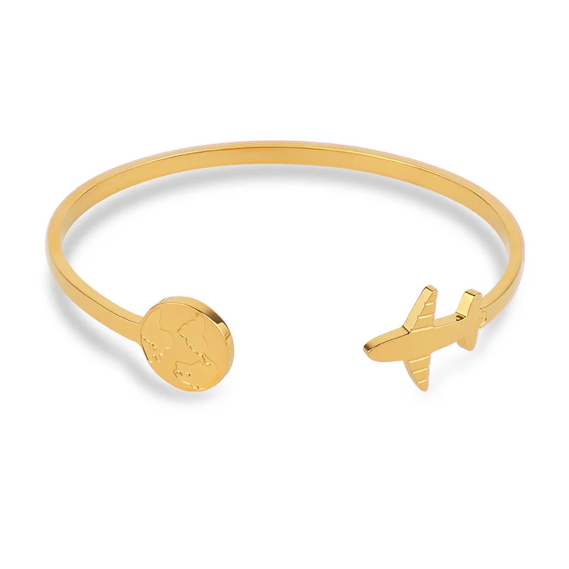 Minimalist Fashion Stainless Steel Jewelry Statement Band Airplane Map Sign Cuff Travel Dreamers Bracelet
Minimalist Fashion Stainless Steel Jewelry Statement Band Airplane Map Sign Cuff Travel Dreamers Bracelet