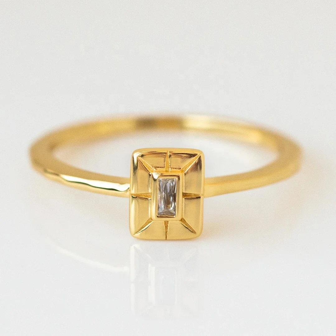 18k Gold Plated Rectangle Art Diamond CZ Wedding Engagement Stackable Ring Women 925 Sterling Silver
18k Gold Plated Rectangle Art Diamond CZ Wedding Engagement Stackable Ring Women 925 Sterling Silver
