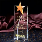 Gold supplier golf cup sports wing resin star shape medals glass crystal trophy