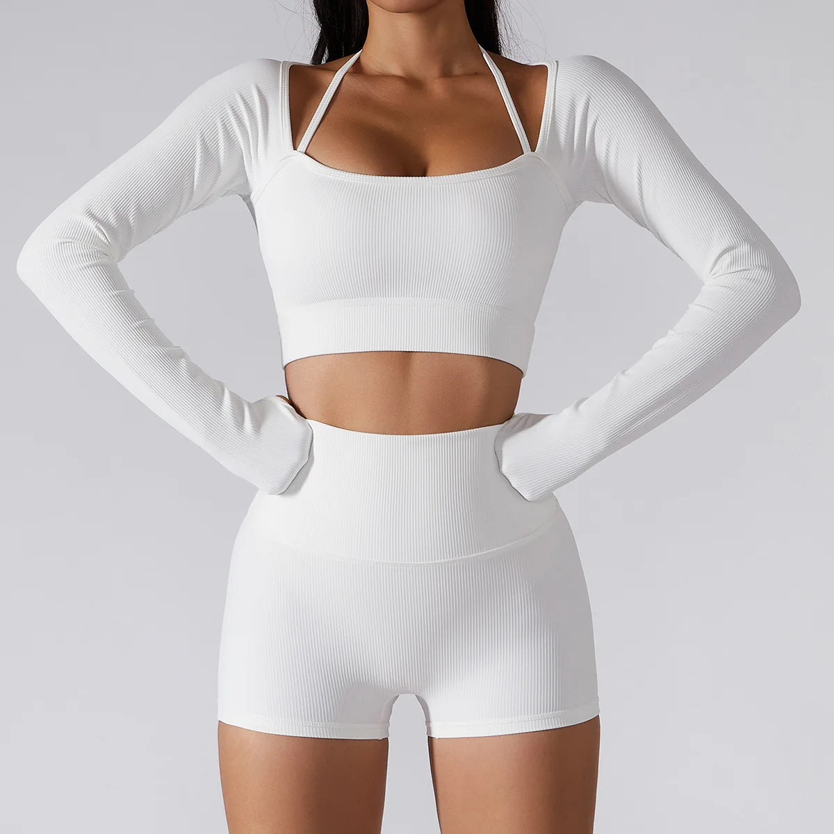 RTS 6PC Ribbing Yoga Clothing Fitness Long Sleevs Crop Top Sexy Bra Leggings Running Workout Outfit Gym Set
RTS 6PC Ribbing Yoga Clothing Fitness Long Sleevs Crop Top Sexy Bra Leggings Running Workout Outfit Gym Set