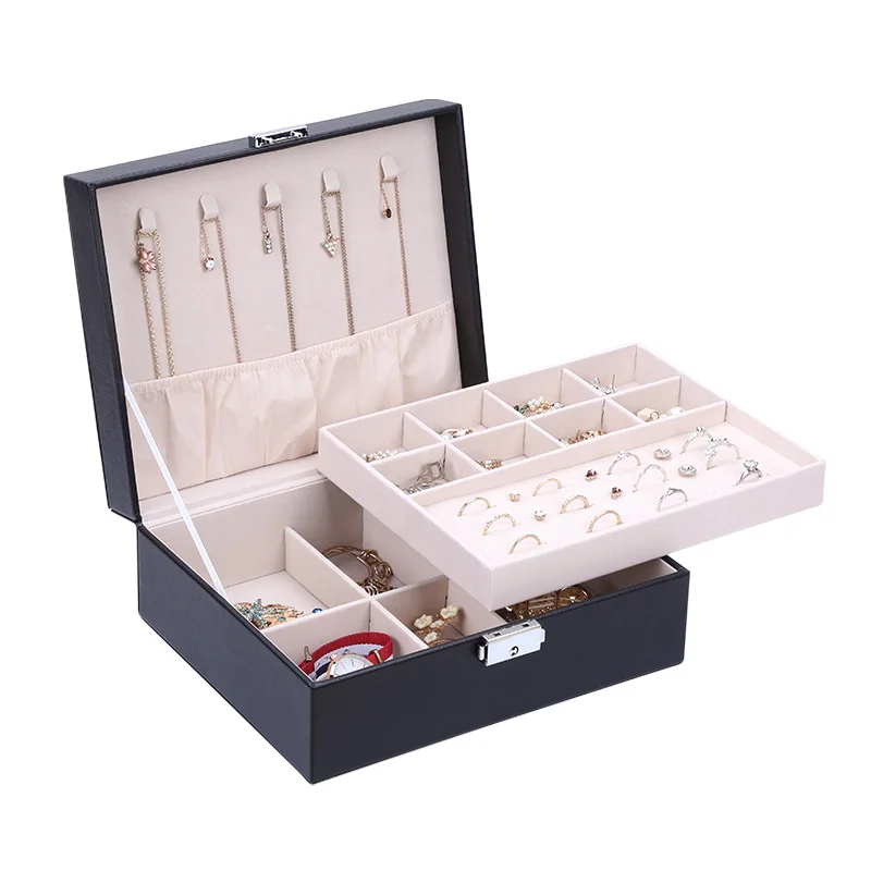Wholesale Luxury Double Layers PU Leather Jewelry Box Large Velvet Ring Earring Necklace Jewellery Organizer joyero Gifts Case
Wholesale Luxury Double Layers PU Leather Jewelry Box Large Velvet Ring Earring Necklace Jewellery Organizer joyero Gifts Case