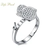 Factory supply 925 silver jewelry leaf design pearl accessories white CZ Ring mounting for girlfriend