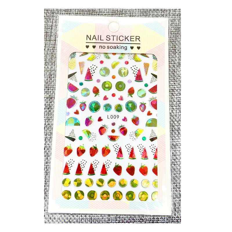 L 009-014 Colorful laser fruit Watermelon cherry strawberry Nail Sticker, As pictures show
L 009-014 Colorful laser fruit Watermelon cherry strawberry Nail Sticker, As pictures show