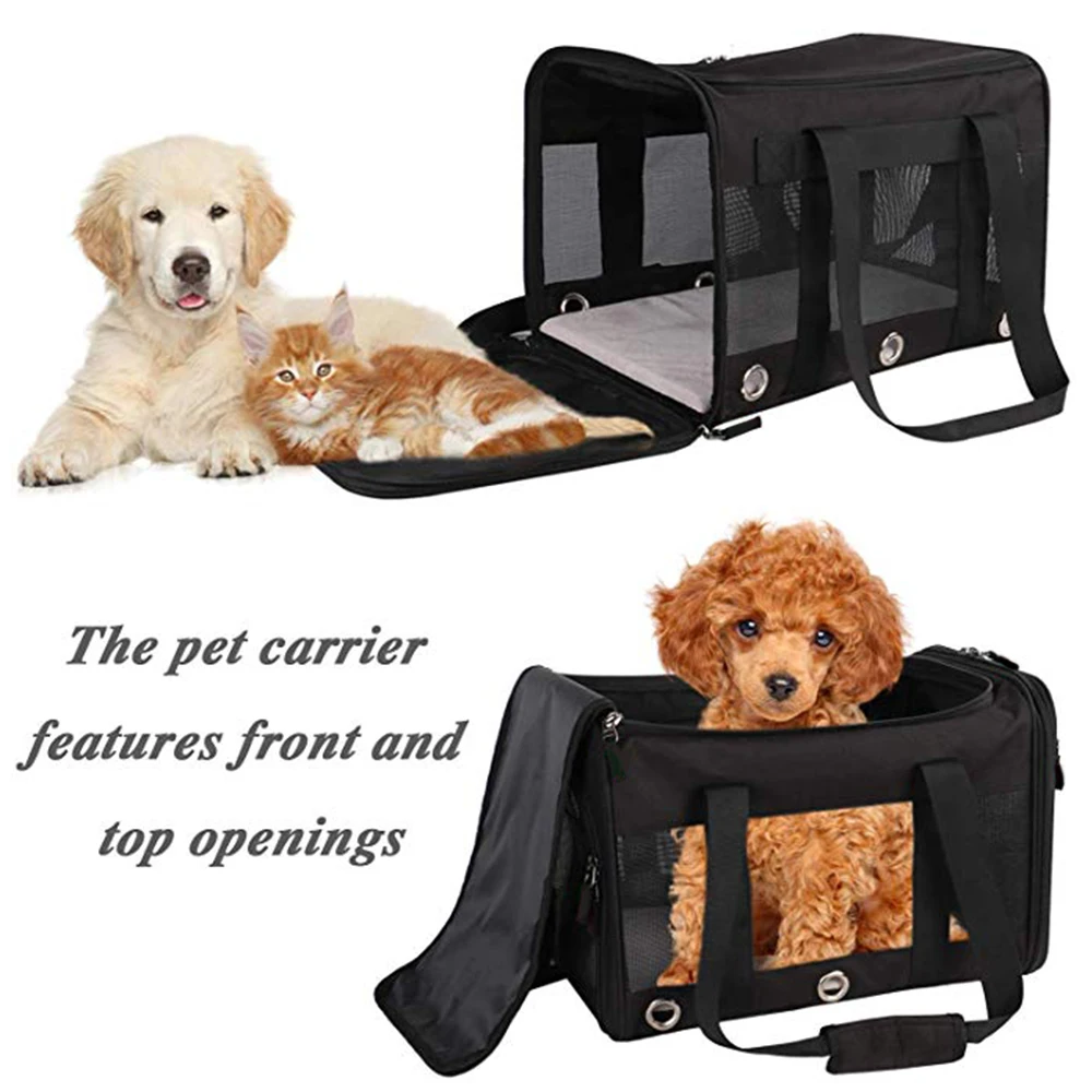 with mesh windows and fleece padding collapsible dog carrying