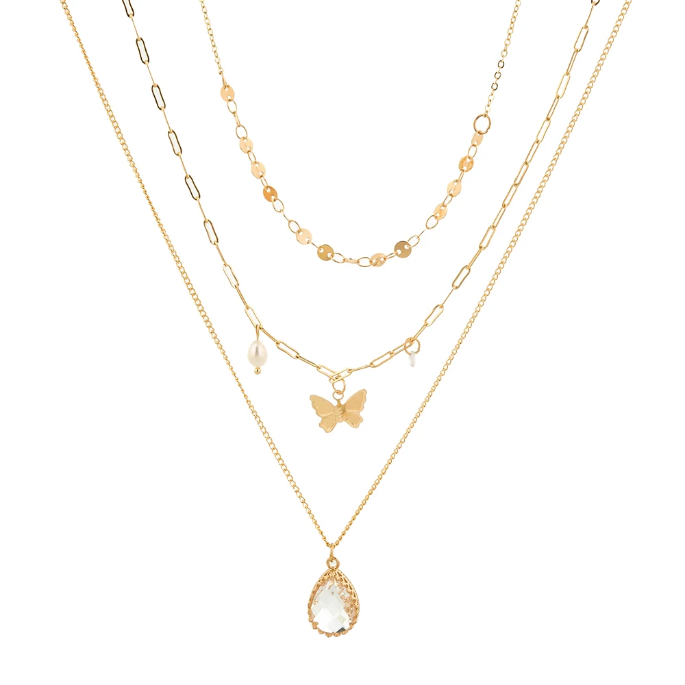 New Design Transparent Zircon Pendant Freshwater Pearl Butterfly Multilayered Necklace Jewelry
New Design Transparent Zircon Pendant Freshwater Pearl Butterfly Multilayered Necklace Jewelry