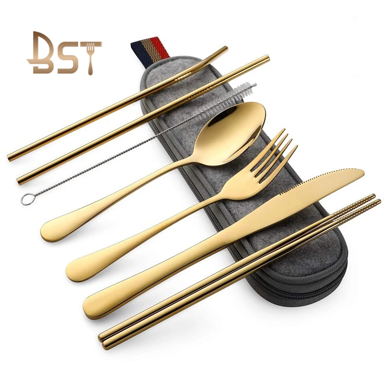 Portable Flatware Set Stainless Steel Spoon Fork Travel Cutlery set With Case, Silver, black,golden
Portable Flatware Set Stainless Steel Spoon Fork Travel Cutlery set With Case, Silver, black,golden