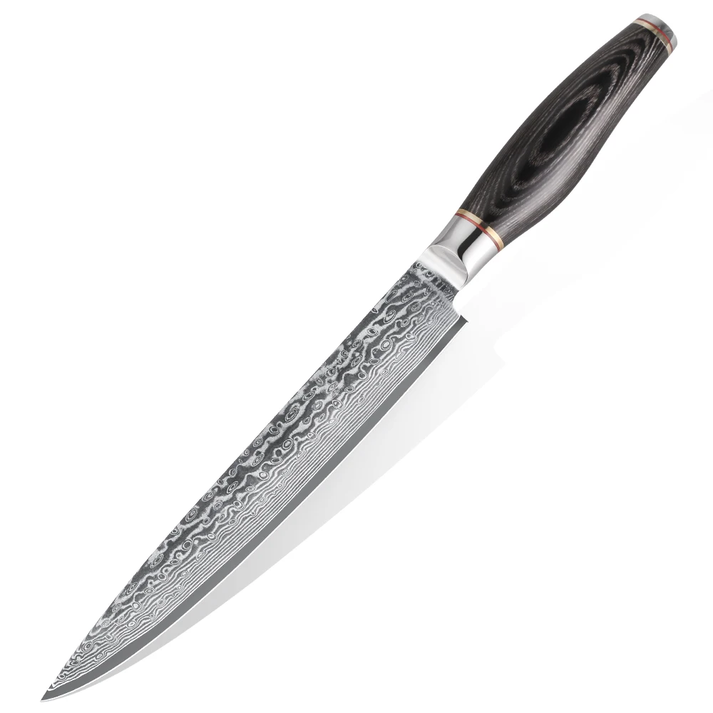 8 inch Professional vg10 Damascus Steel Knife Pakka Wood Handle Damascus Kitchen Slicing Knife cuchillo de damasco
8 inch Professional vg10 Damascus Steel Knife Pakka Wood Handle Damascus Kitchen Slicing Knife cuchillo de damasco