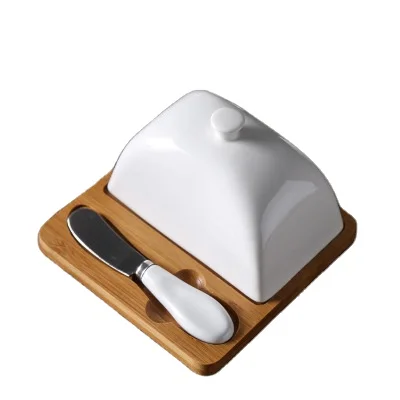 Creative Butter Plate Set Bamboo plate with ceramic cover Butter knife butter plate Western cheese box set
Creative Butter Plate Set Bamboo plate with ceramic cover Butter knife butter plate Western cheese box set
