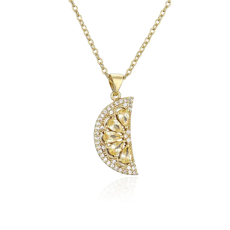 Lovely Half Lemon Shape Pendant Necklaces Copper Zircon Pendant Jewelry Necklace for Women Gifts, Gold color
Lovely Half Lemon Shape Pendant Necklaces Copper Zircon Pendant Jewelry Necklace for Women Gifts, Gold color
