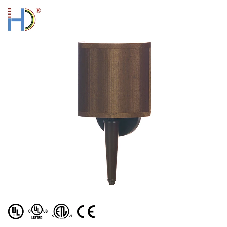Modern Hotel Reading Surface Stick Bronze Silk Half Shade Wood Wall Light
