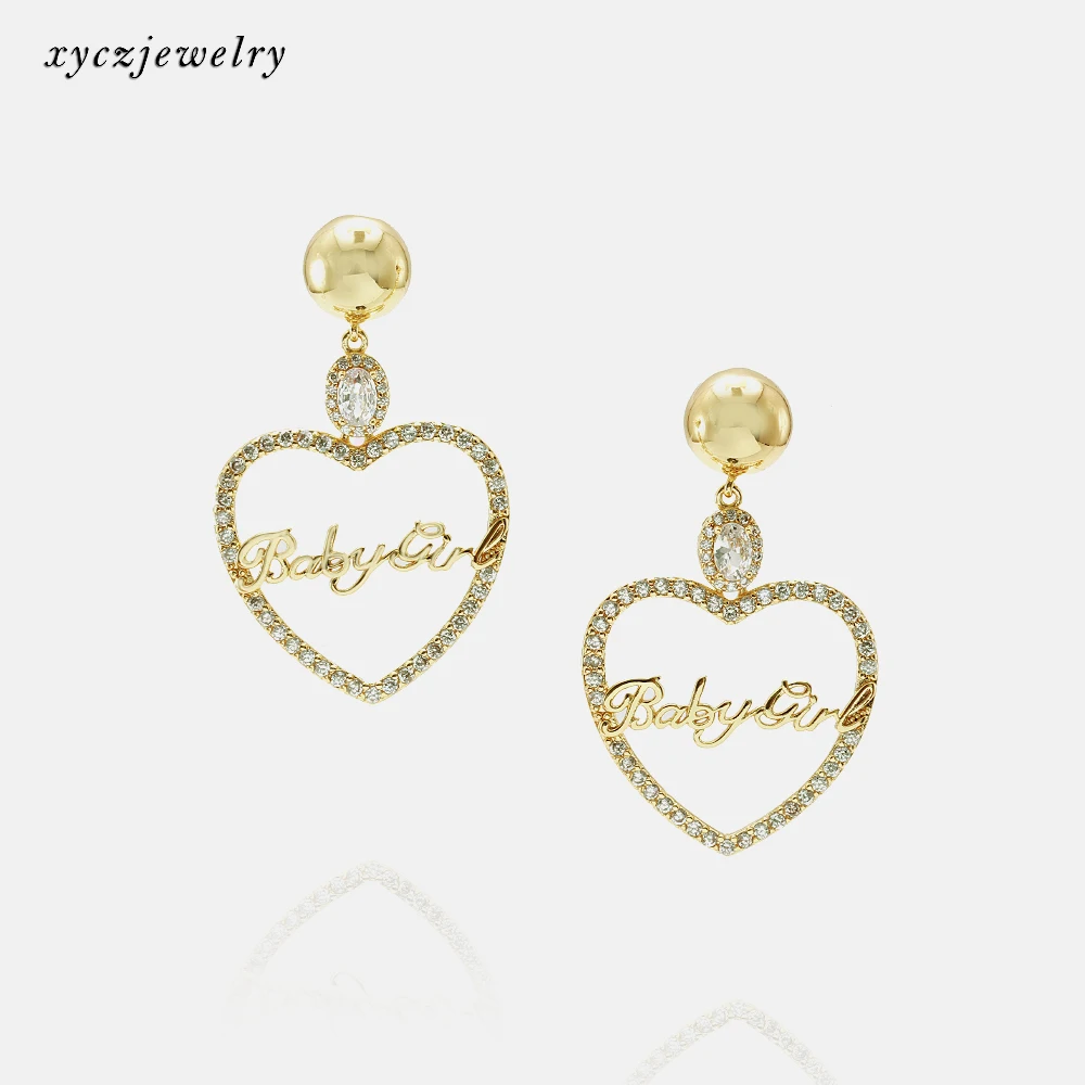 Special design heart earrings for women white zircon gold plated heart earrings, Picture
Special design heart earrings for women white zircon gold plated heart earrings, Picture