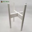 White bamboo adjust small wooden plant flower planter pot rack stand holder