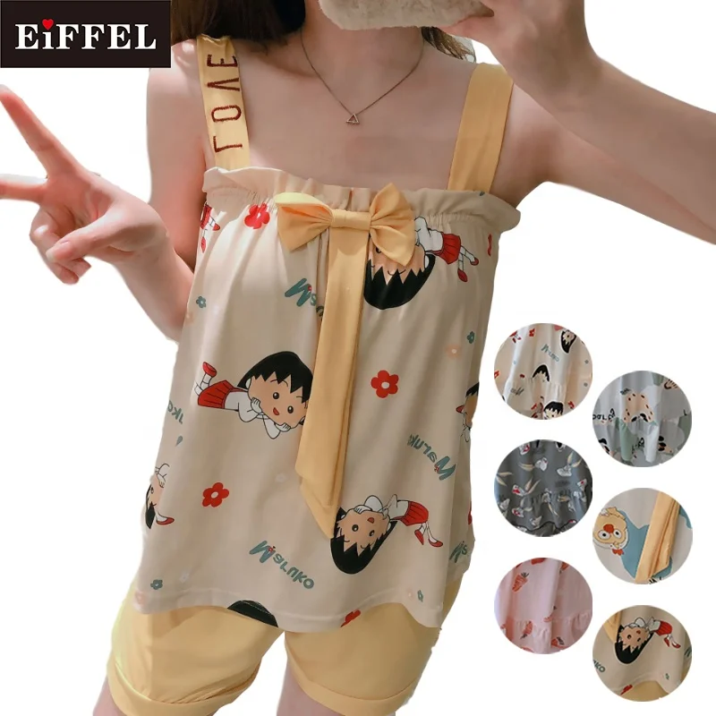 Wholesale fashion sexy cartoon suspender pajamas bowknot design tank top pyjamas set
Wholesale fashion sexy cartoon suspender pajamas bowknot design tank top pyjamas set