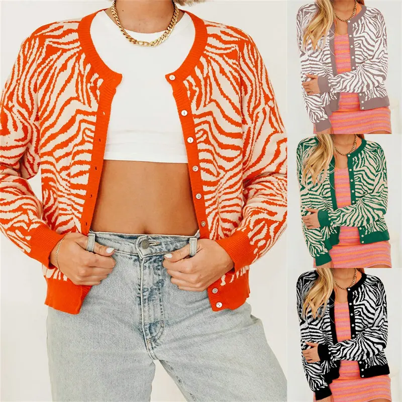 2021 Autumn Winter Printed Knitted Elegant European American Crew Neck Women Sweater Cardigan
2021 Autumn Winter Printed Knitted Elegant European American Crew Neck Women Sweater Cardigan