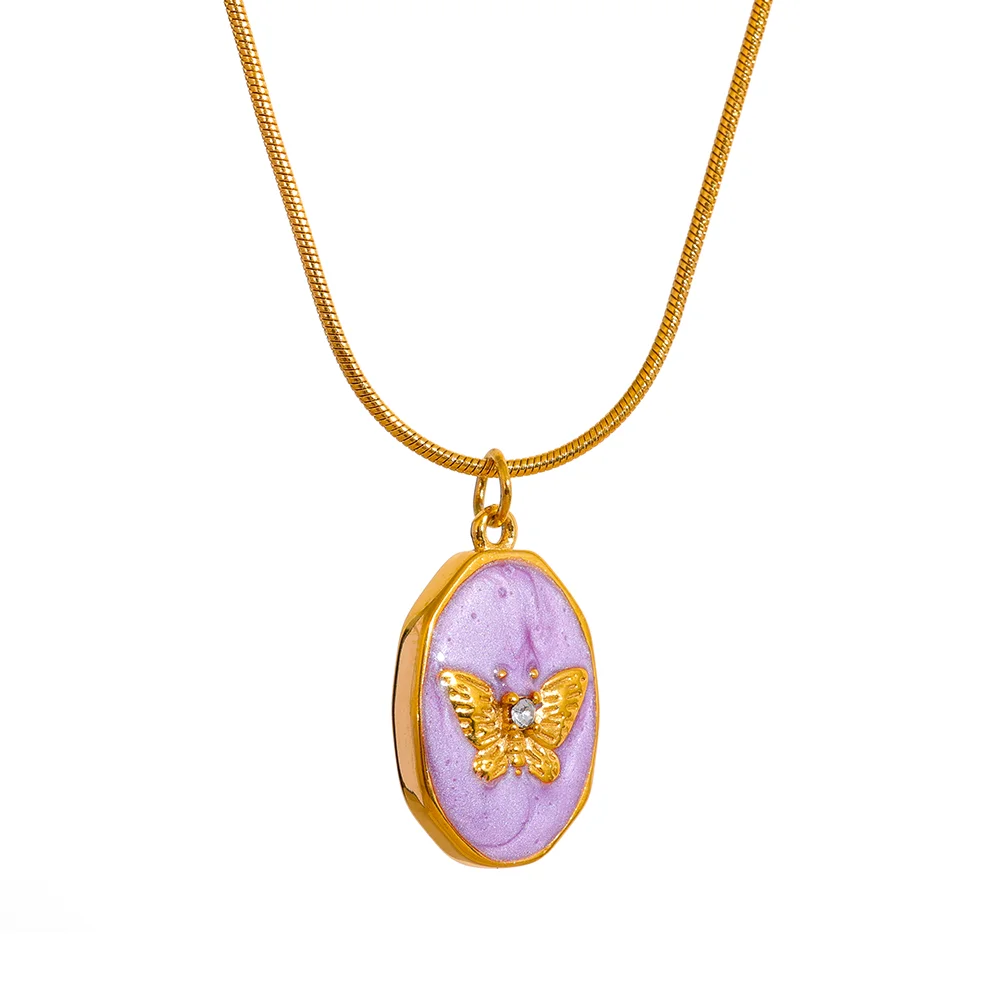 JINYOU 650 Pink Enamel Butterfly Gilding Geometric Pendant Stainless Steel Collar Fashion Necklace for Women Korean Chic Jewelry
JINYOU 650 Pink Enamel Butterfly Gilding Geometric Pendant Stainless Steel Collar Fashion Necklace for Women Korean Chic Jewelry