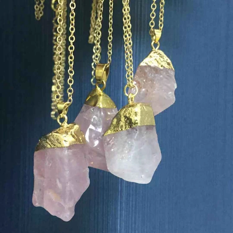 Jialin jewelry ins natural lrregular pink crystal rose quartz stone pendant necklace
Jialin jewelry ins natural lrregular pink crystal rose quartz stone pendant necklace