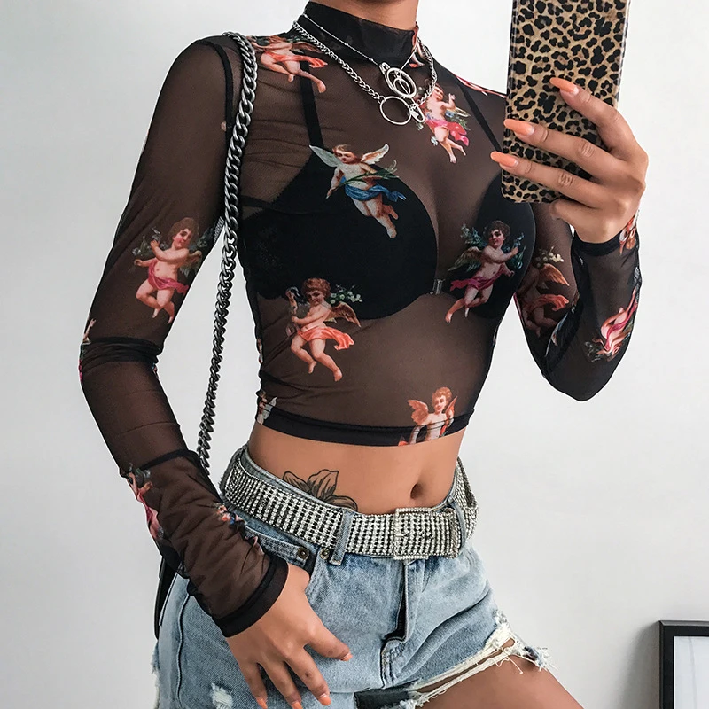 Sexy Women T Shirt See Through Transparent Mesh Tops Long Sleeve Sheer Slim Ladies Turtleneck T-Shirt New Women t shirt
Sexy Women T Shirt See Through Transparent Mesh Tops Long Sleeve Sheer Slim Ladies Turtleneck T-Shirt New Women t shirt