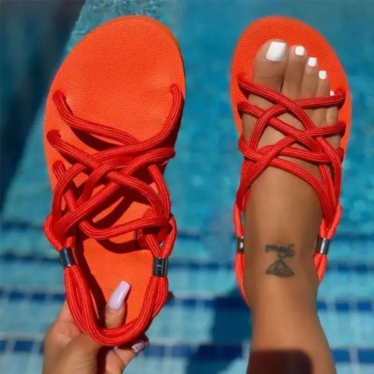 Factory Summer Korean version hemp slippers rope cross straps outfit Roman women's shoes slipper beach sandals, As picture
Factory Summer Korean version hemp slippers rope cross straps outfit Roman women's shoes slipper beach sandals, As picture