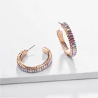 Simple Black AB Crystal Hoop Earring European Earring