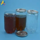 Wholesale cheap price custom logo design transparent plastic fruit can PET juice can