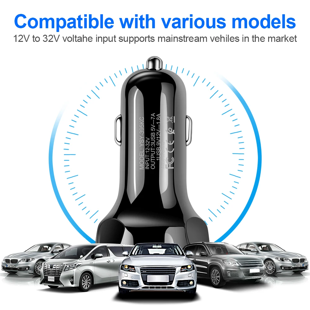 2019 Newest Portable 3 Port USB Quick Charge 3.0 Wireless Car Charger For All Phones