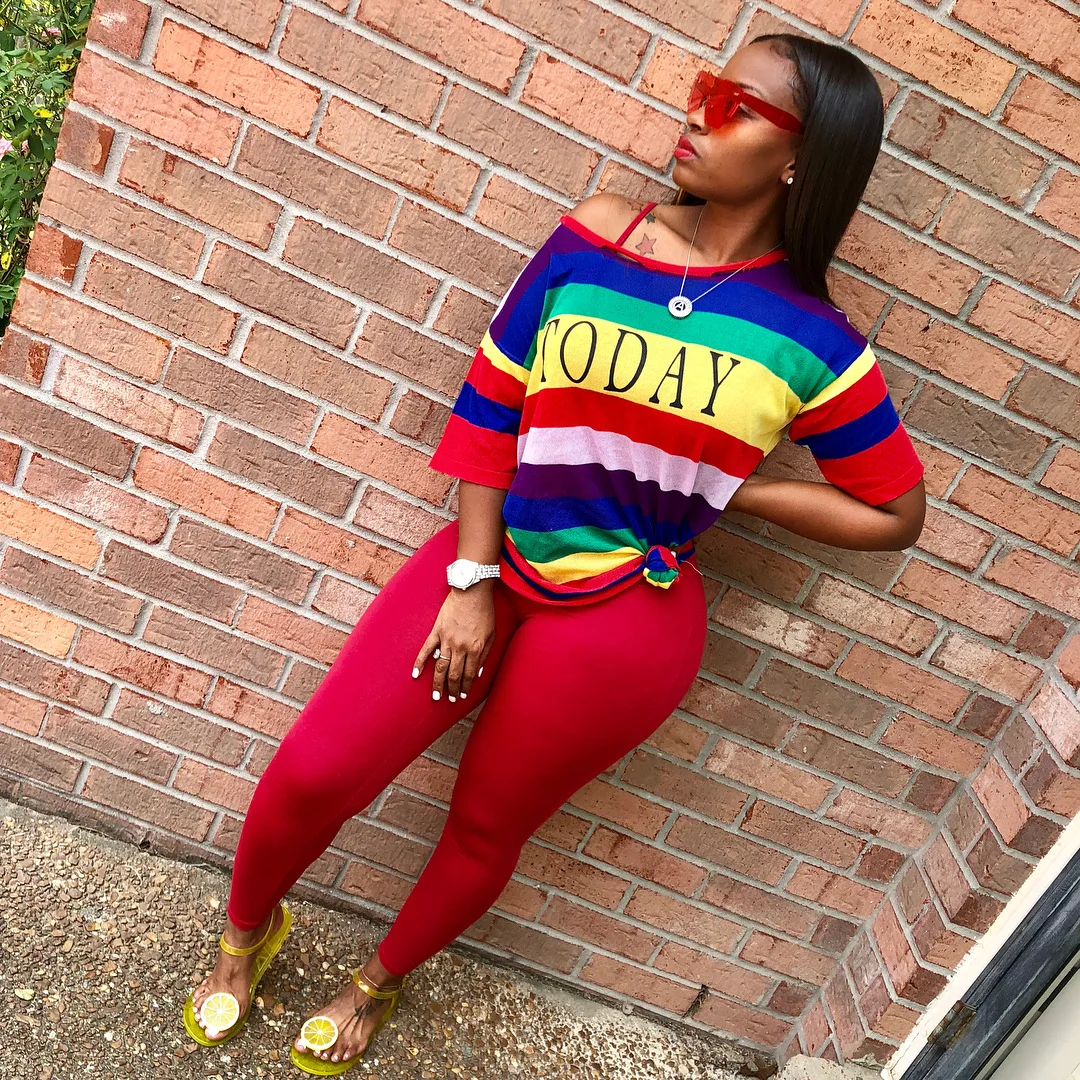 Hot Selling Ladies 2 Pieces Today Print Rainbow Striped Shirts And Stacked Leggings Sets Women Two Piece Girls Legging Set 2020, Solid black/blue/pink/two piece legging set 
Hot Selling Ladies 2 Pieces Today Print Rainbow Striped Shirts And Stacked Leggings Sets Women Two Piece Girls Legging Set 2020, Solid black/blue/pink/two piece legging set