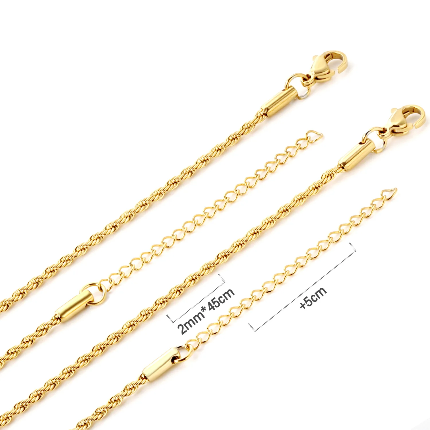 Fashion jewelry hip hop unisex men women 2 mm gold plated stainless steel rope chain necklace 
Fashion jewelry hip hop unisex men women 2 mm gold plated stainless steel rope chain necklace