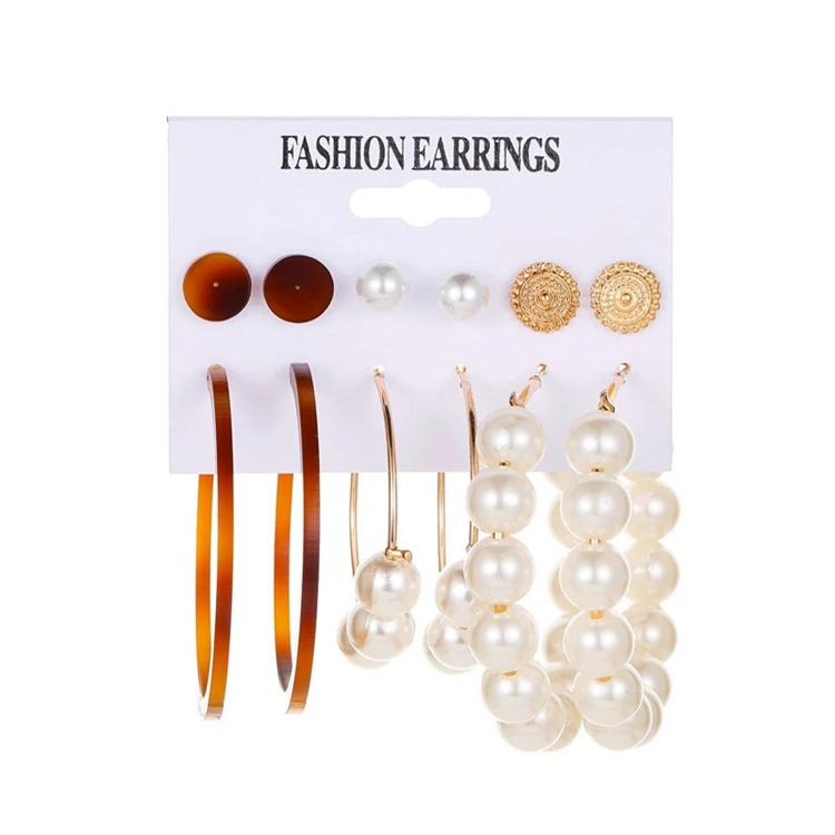 Wholesale Young Ladies 6 Pairs Small Tiny Stud Earrings Women Girls Big Acrylic Pearl Hoop Earring Set For Gift, Color plated as shown
Wholesale Young Ladies 6 Pairs Small Tiny Stud Earrings Women Girls Big Acrylic Pearl Hoop Earring Set For Gift, Color plated as shown