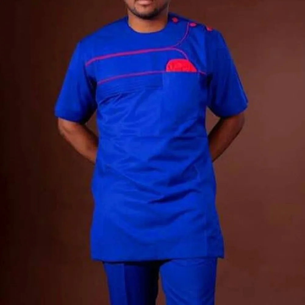 2021 Europe&American summer new arrival round neck hit color fashion casual African style men's shirt, Blue or customized
2021 Europe&American summer new arrival round neck hit color fashion casual African style men's shirt, Blue or customized
