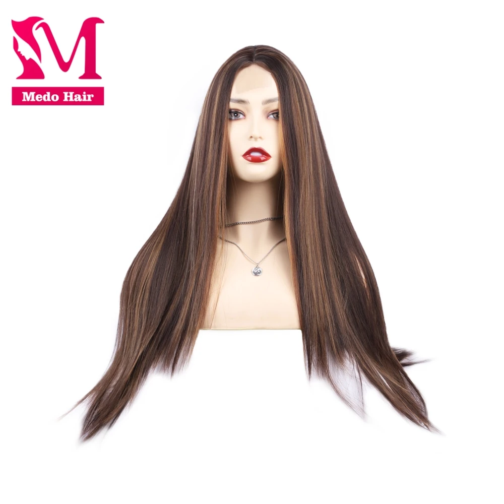 Medo Hot Selling Long Straight Blonde Ombre Color 28" Heat Resistant Middle Part Synthetic Lace Wigs
Medo Hot Selling Long Straight Blonde Ombre Color 28" Heat Resistant Middle Part Synthetic Lace Wigs