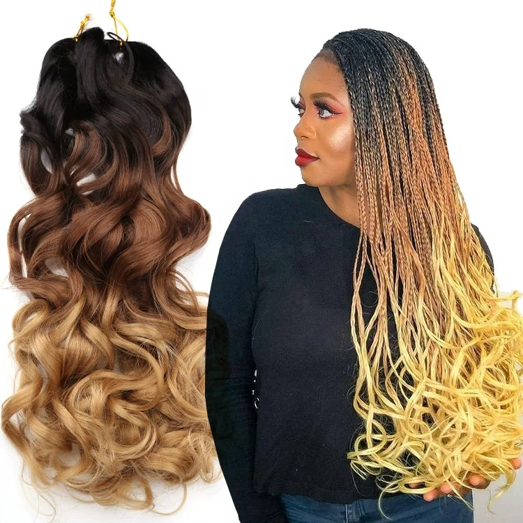 

Synthetic French Curls Wavy Braiding Hair Spiral Curly Loose Wave Crochet Braids Pony Style 150g Wavy Braiding French Curls Hair, Per color and 2 color more than 15 colors available