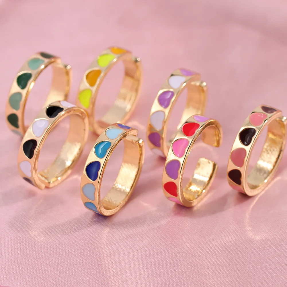 Wholesale Fashion Multicolor Women Heart Ring Cute Gold Plated Rings Adjustable Y2k Enamel Jewelry, Mixed color
Wholesale Fashion Multicolor Women Heart Ring Cute Gold Plated Rings Adjustable Y2k Enamel Jewelry, Mixed color