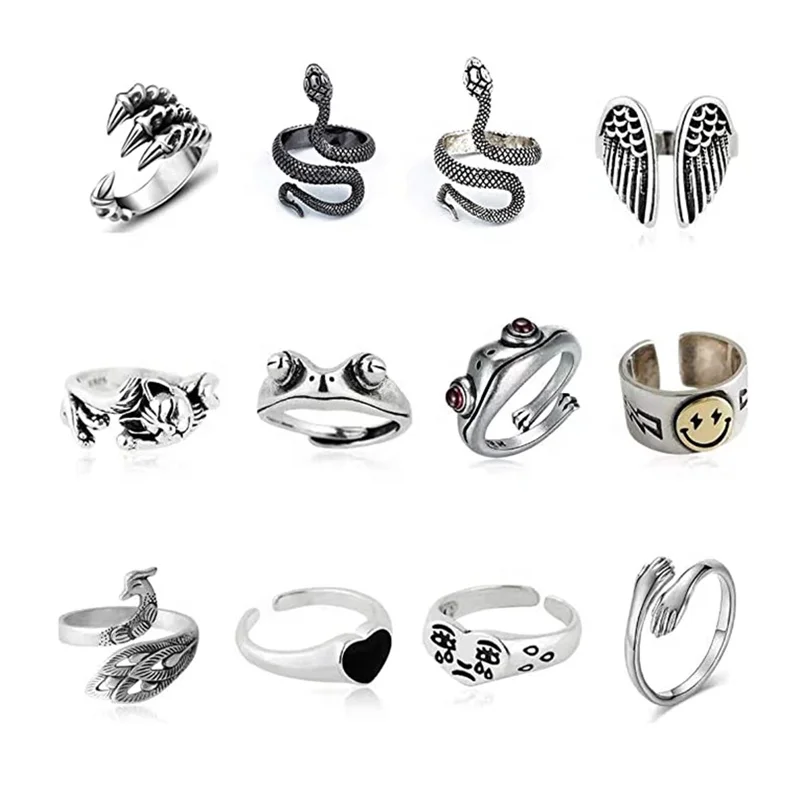 Silver Plated Frog Rings Cute Animal Open Rings Vintage Goth Hippie Matching Rings Stylish, Snake, Hug Ring for Men Women
Silver Plated Frog Rings Cute Animal Open Rings Vintage Goth Hippie Matching Rings Stylish, Snake, Hug Ring for Men Women