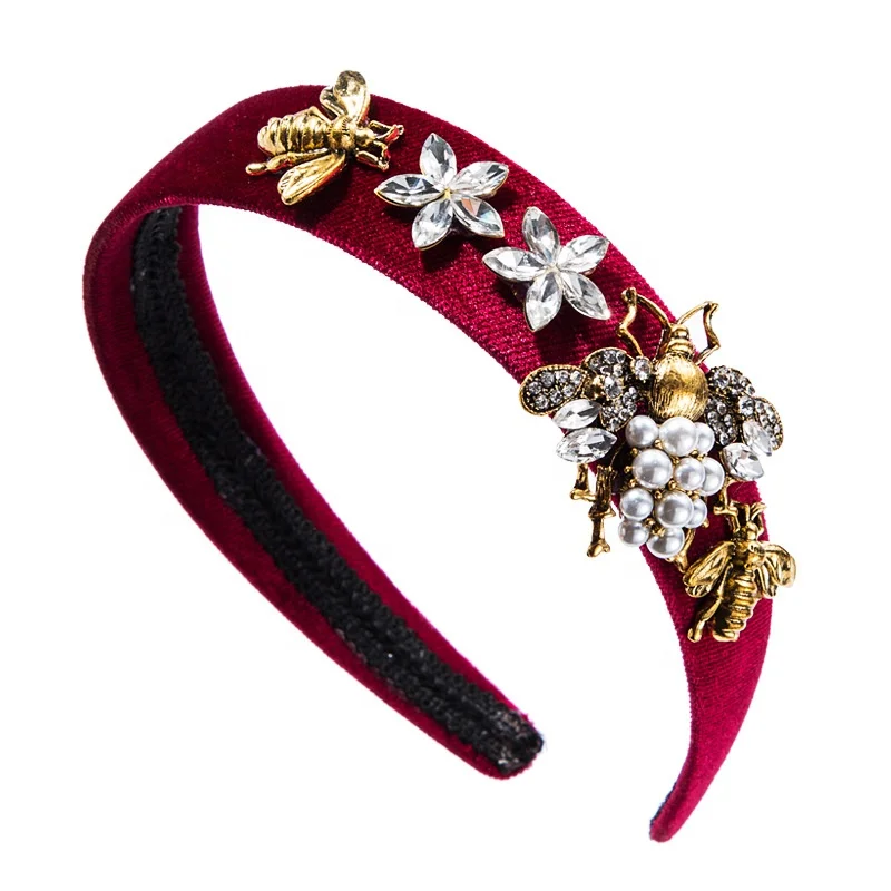 Vintage Velvet with Metal Bee Rhinestone Hairband Handmade Headband customized Hair Accessories, Picture shows
Vintage Velvet with Metal Bee Rhinestone Hairband Handmade Headband customized Hair Accessories, Picture shows