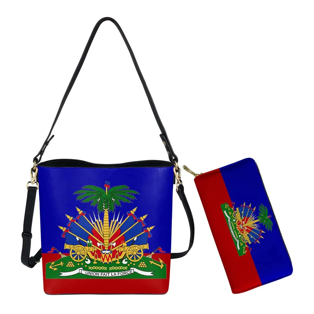 Vogue Haitian Flag Pattern 2021 Women Purse Clutch Bag Women Clutch Bag with Wallet 2 Pieces Set Clutch Bucket Bag for Women, Customized color
Vogue Haitian Flag Pattern 2021 Women Purse Clutch Bag Women Clutch Bag with Wallet 2 Pieces Set Clutch Bucket Bag for Women, Customized color