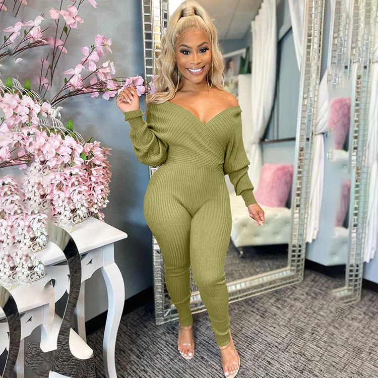 Ladies Fall Winter Fashion 2022 Sexy Deep V Neck Long Sleeve Women Jumpsuits Elegant One Piece Knit Ribbed Sweater Jumpsuit, Black,apricot,coffee,wine red,olive green
Ladies Fall Winter Fashion 2022 Sexy Deep V Neck Long Sleeve Women Jumpsuits Elegant One Piece Knit Ribbed Sweater Jumpsuit, Black,apricot,coffee,wine red,olive green