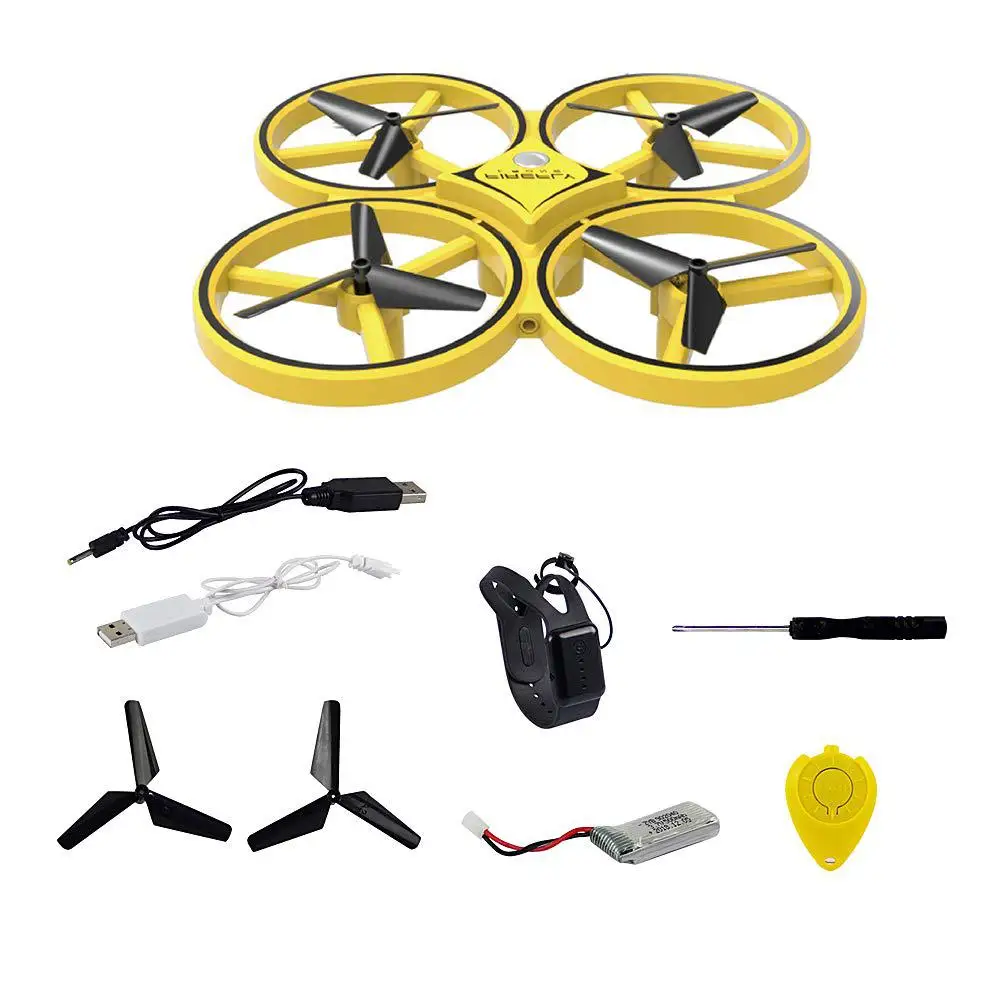 

2022 HOT SALE ZF04 Drone UFO Aircraft Infrared Induction Hand Control Mini Quadcopter Gravity Sensor Altitude Hold Toys, Yellow/white