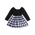 2019 latest design kids baby girl boutique clothing long sleeve black dress infant spring clothes