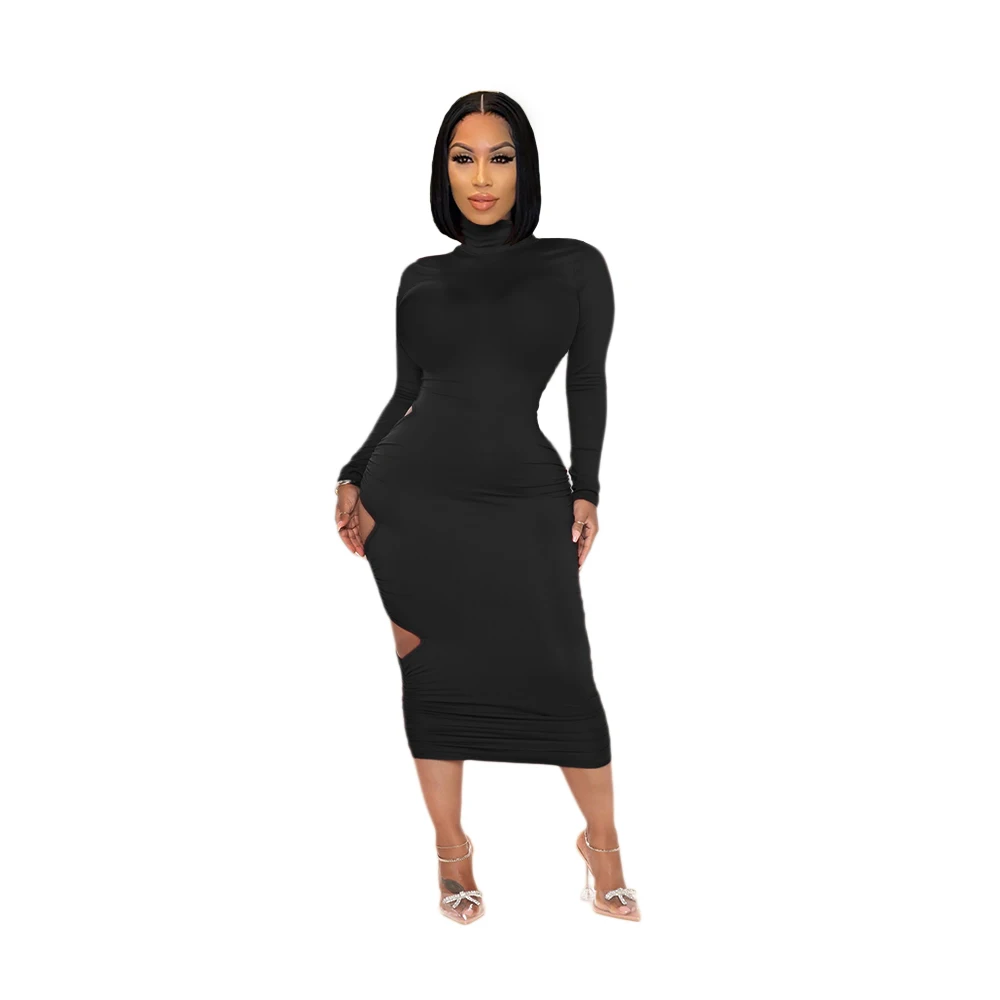 New SH7245 European and American women's sexy fashion hollow backless pleated high-collar dress, Picture color
New SH7245 European and American women's sexy fashion hollow backless pleated high-collar dress, Picture color