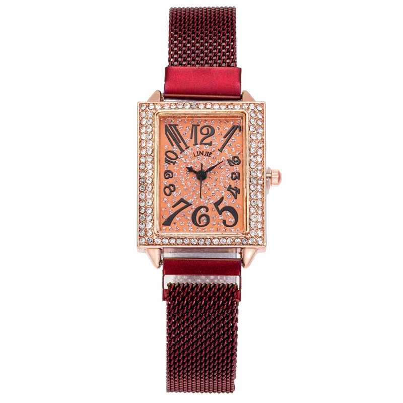 New Watch 2020 Women's Stars Set with Diamonds Digital Square Quartz Magnet Milanese Fashion Watch with Ladies, 6 colors
New Watch 2020 Women's Stars Set with Diamonds Digital Square Quartz Magnet Milanese Fashion Watch with Ladies, 6 colors