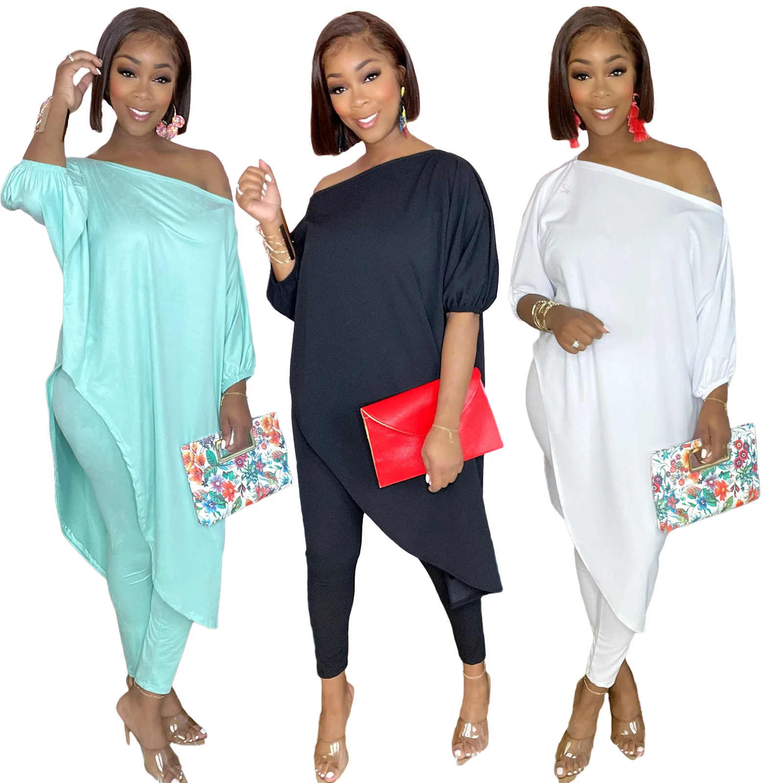New arrival Fashion solid color T-shirt irregular pants two - piece suit fall outfits set women clothing, Different color
New arrival Fashion solid color T-shirt irregular pants two - piece suit fall outfits set women clothing, Different color