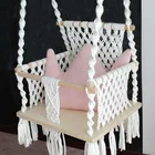 Hanging Baby Hammock Cradle Macrame Wooden Swing Chair