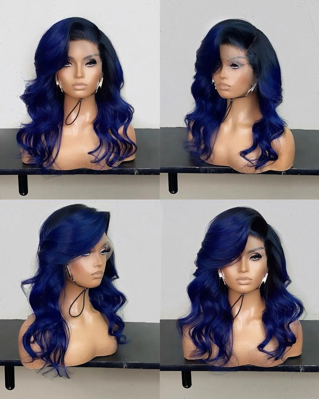 Dark Blue Color 13x4 Lace Front Wig Remy Brazilian Human Hair Lace Front Wigs With Bangs For Women
Dark Blue Color 13x4 Lace Front Wig Remy Brazilian Human Hair Lace Front Wigs With Bangs For Women