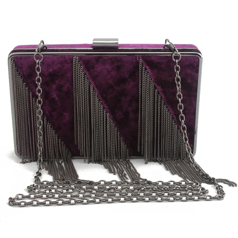 B24733A New European and American fashion velvet tassel dinner bag banquet lady handbag chain bag, Picture 
B24733A New European and American fashion velvet tassel dinner bag banquet lady handbag chain bag, Picture