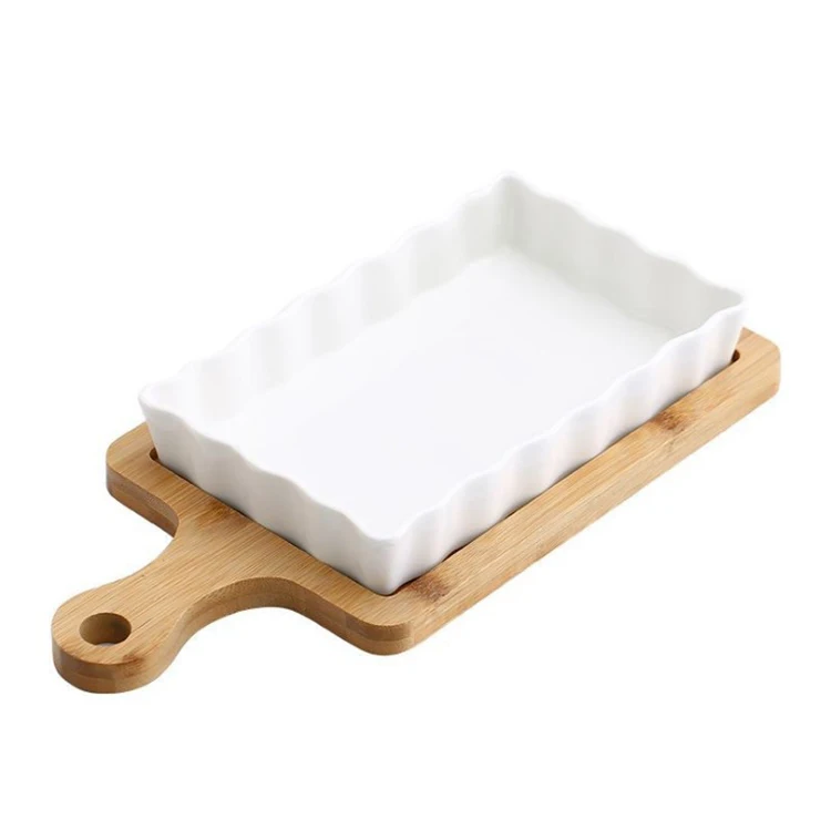 Hot sale restaurant porcelain bakeware oven cheese gratin ceramic baking tray with bamboo pad
Hot sale restaurant porcelain bakeware oven cheese gratin ceramic baking tray with bamboo pad