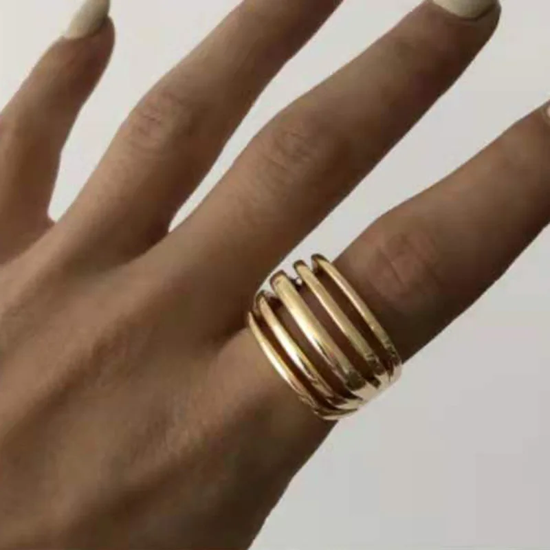 High End 18K Plain Gold Multi -layer Statement Rings Stainless Steel Trendy Simple Gold Plated Jewelry
High End 18K Plain Gold Multi -layer Statement Rings Stainless Steel Trendy Simple Gold Plated Jewelry