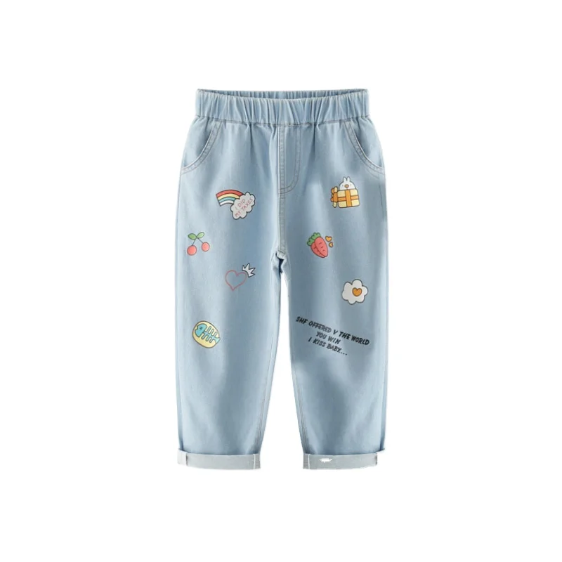 New Style Kids jeans Cartoon Cute denim long girls jeans pants, Picture