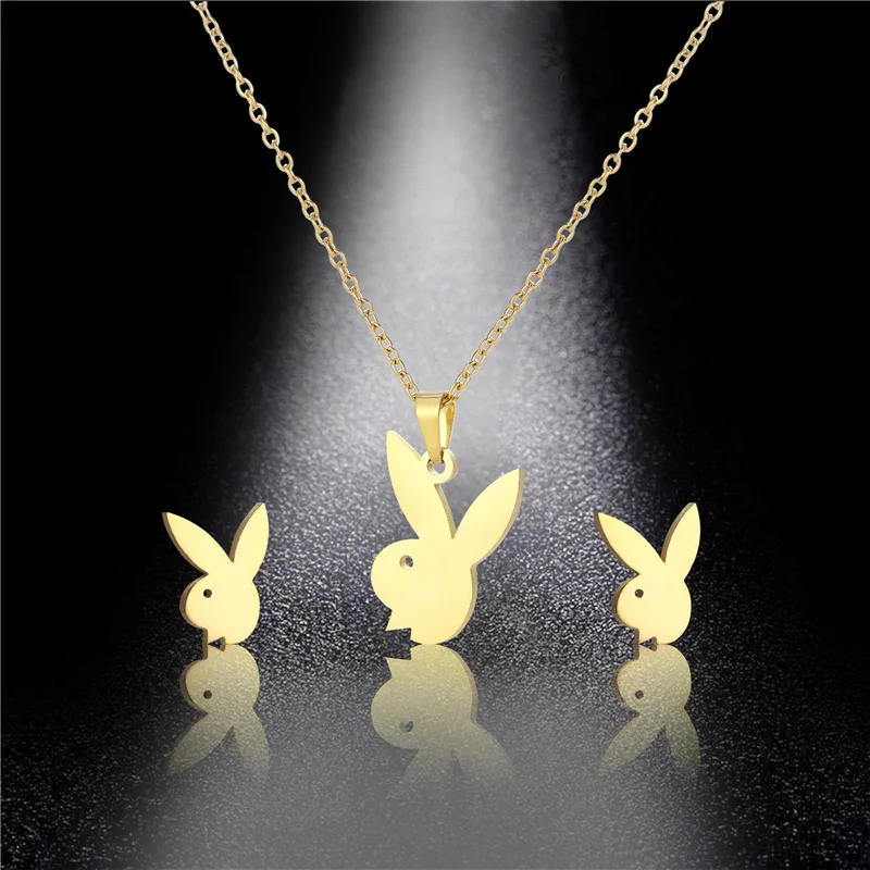 Ins Fashion 18k Real Gold Plated Animals Rabbit Pendant Necklace Cute Stainless Steel Rabbit Stud Earrings Jewelry Set For Women, As pictures show
Ins Fashion 18k Real Gold Plated Animals Rabbit Pendant Necklace Cute Stainless Steel Rabbit Stud Earrings Jewelry Set For Women, As pictures show